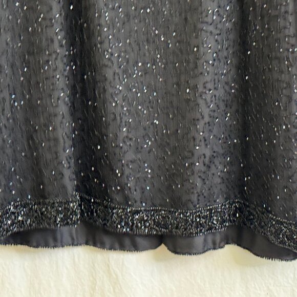 Laurence Kazar NWT Formal Dress Plus Size 2X Beaded Sequin Silk Lined Black Vtg - Picture 4 of 12